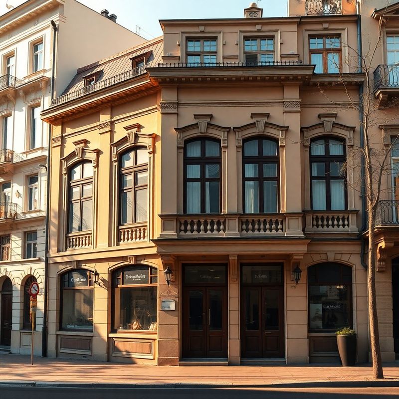 Fațada unei clădiri clasice din București în lumina aurie a după-amiezii
